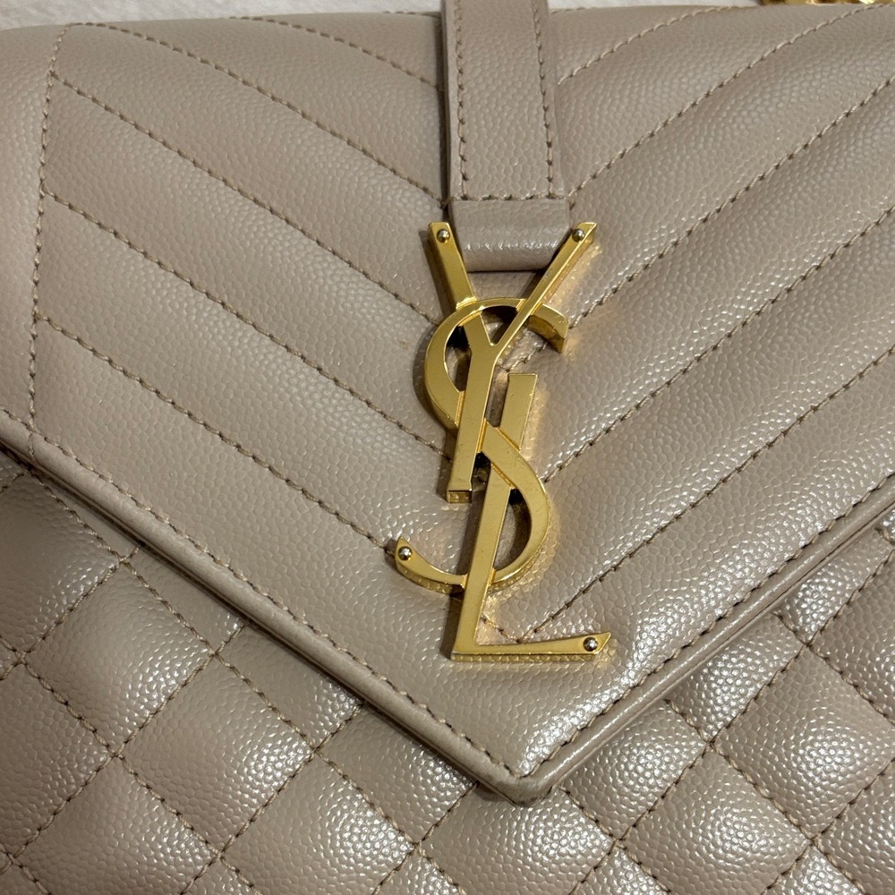 Yves Saint Laurent Taupe Quilted Leather Shoulder Bag - Picture 3 of 6